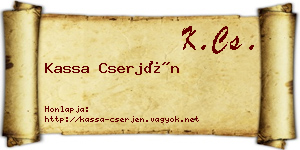Kassa Cserjén névjegykártya